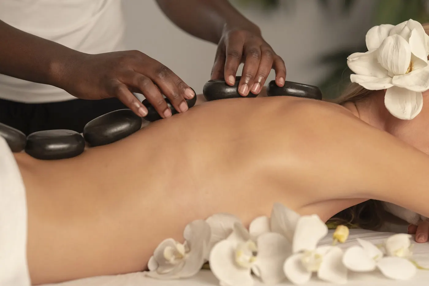 Warm oils prepared for a private massage session